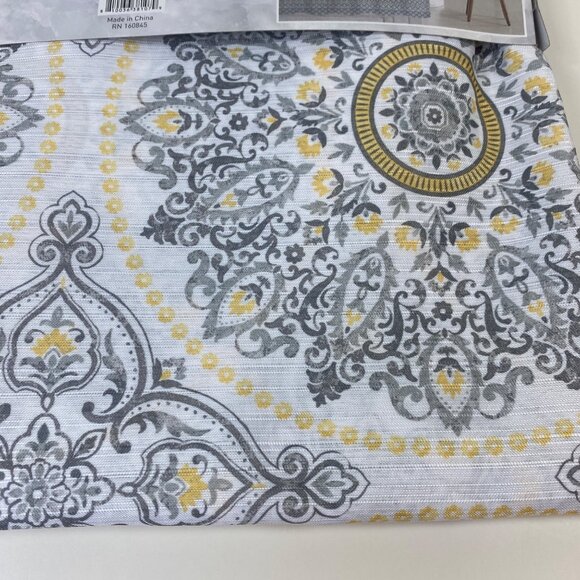 Maison Home Ashley Shower Curtain 70 x 72 Grey Yellow Mandala Design - Picture 1 of 5